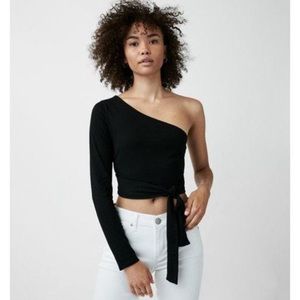 Express one sleeve Cropped Top wrap shirt